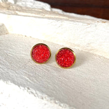 Load image into Gallery viewer, Ruby Red Geode Earring